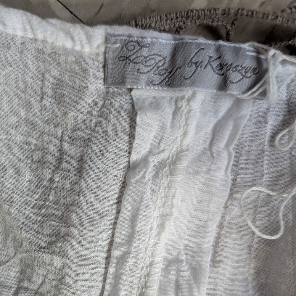 NWT 100% Linen Layered Boho Lagenlook Dress Crochet Back Tan Beige Made in Italy - Picture 5 of 12